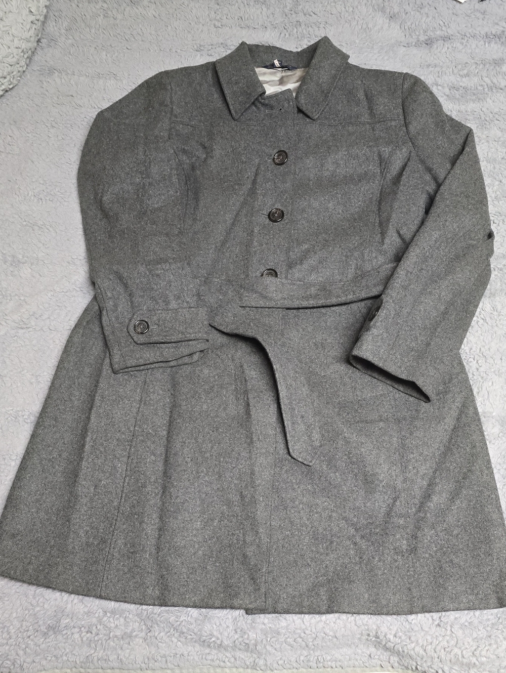 Brooks Brothers Women's Gray Pea Coat with Belt